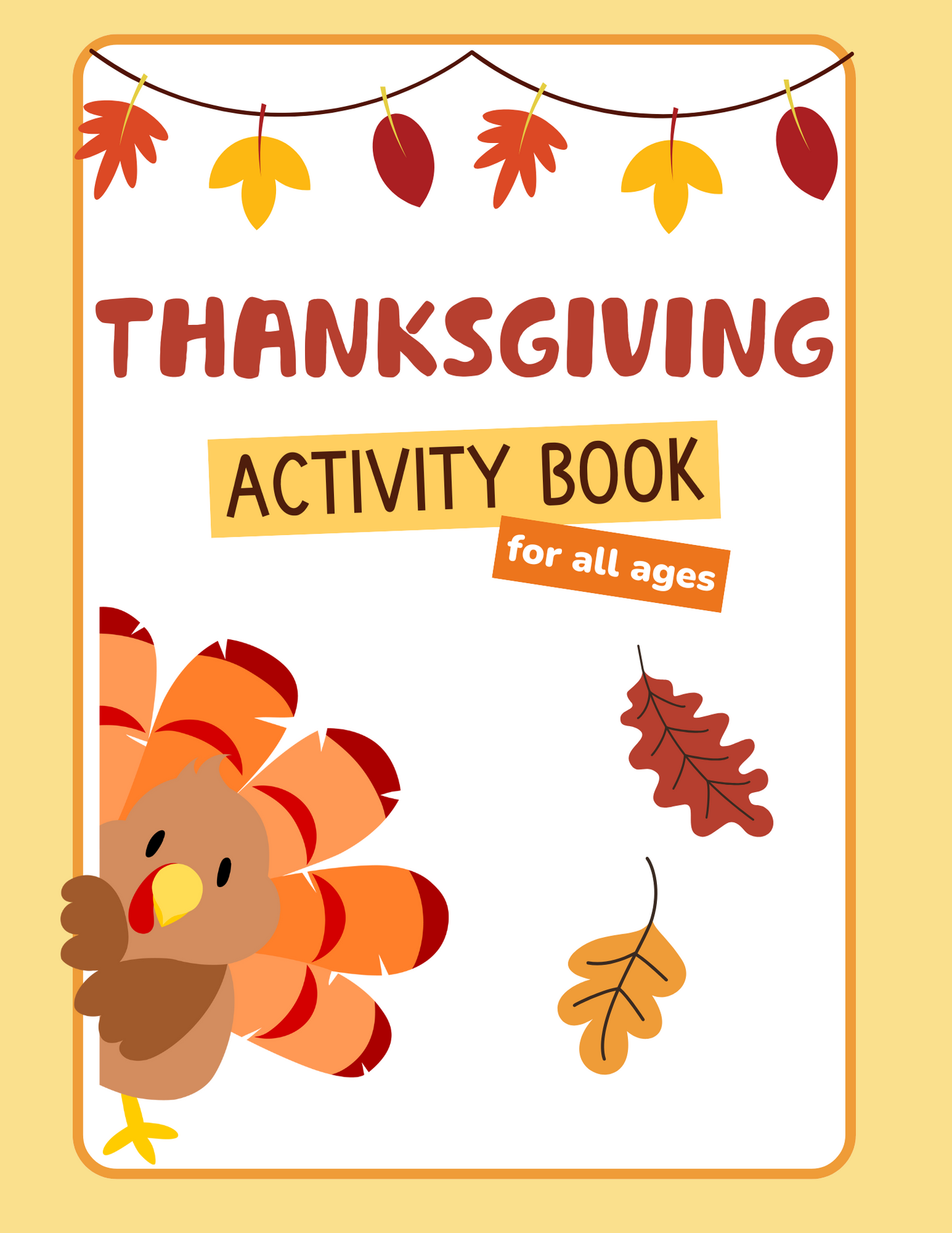 Thanksgiving Activity Book- for all ages- Digital Download